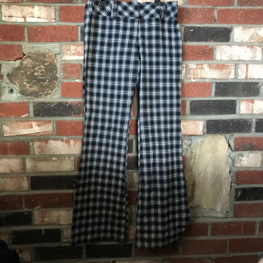 Black Plaid Flare Jeans